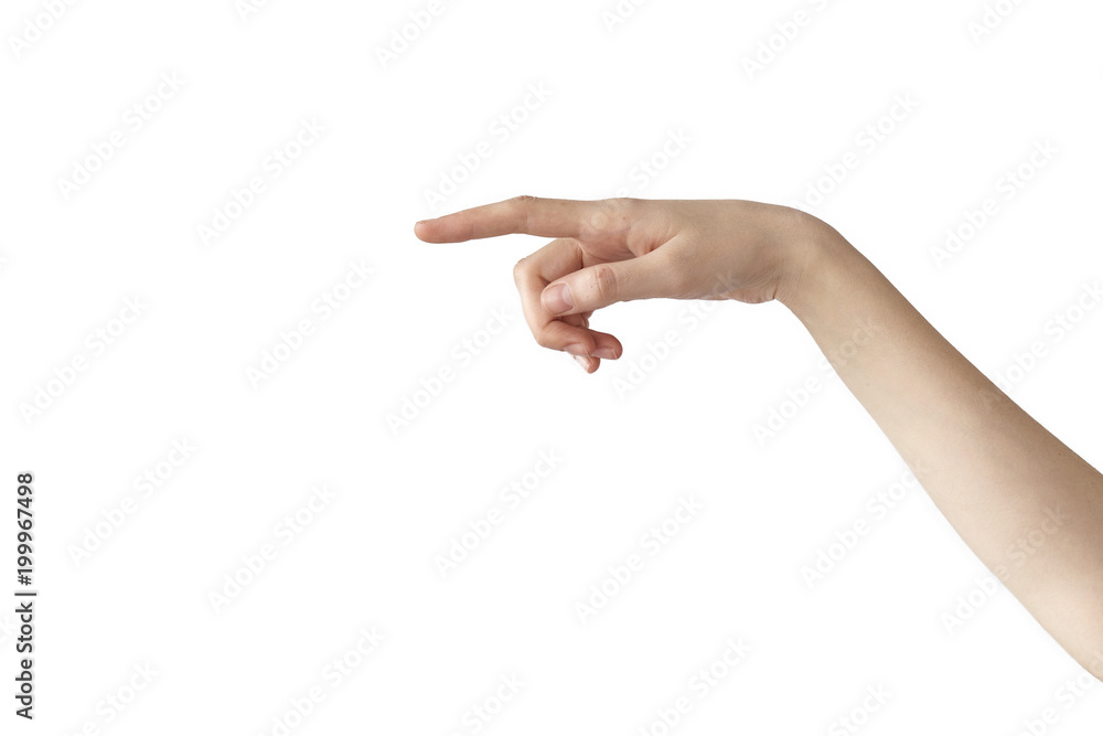 Female hand on isolated background Female hand on isolated background