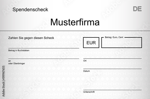 Spendenscheck mit Firmenname - Muster weiß