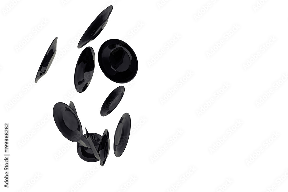stack of black plates on a white background 3d illustration stack of black plates on a white background 3d illustration