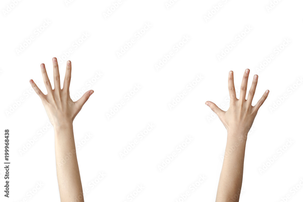 Female hand on isolated background Female hand on isolated background