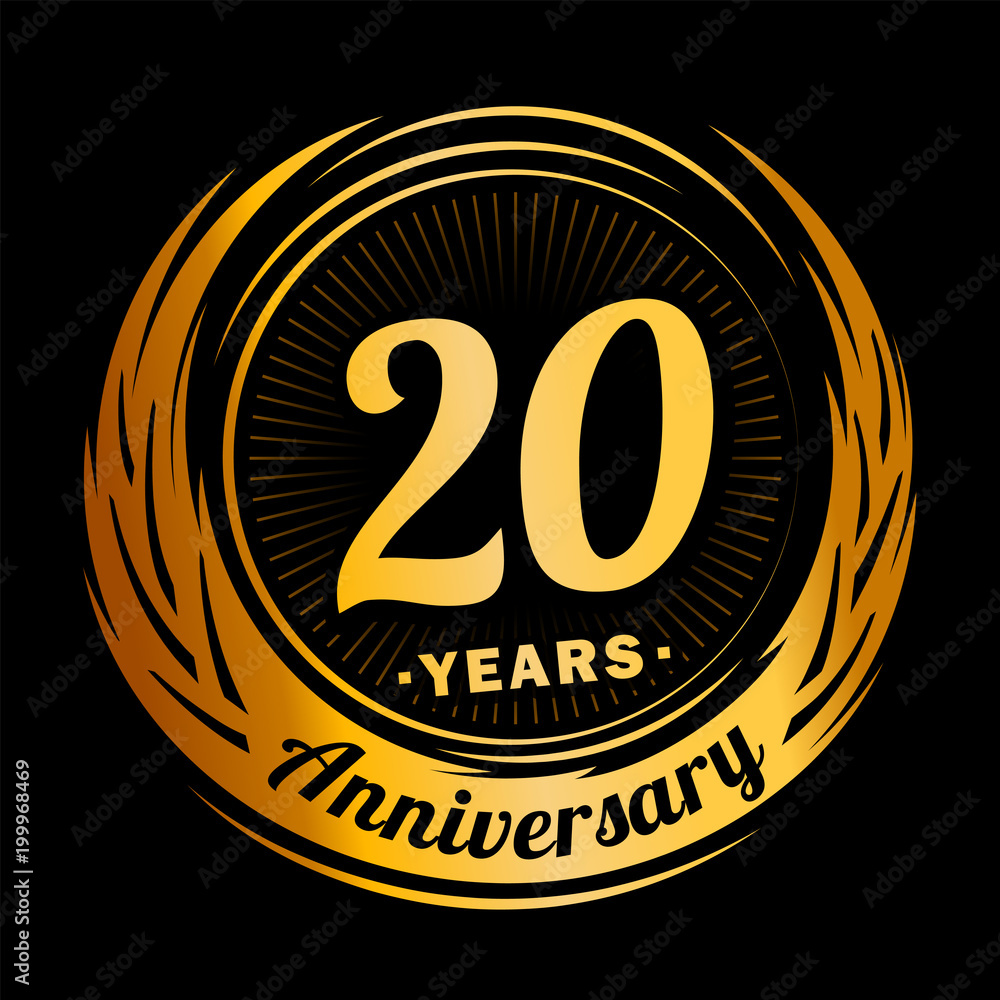 20 years anniversary. Anniversary logo design. 20 years logo.
20 years anniversary. Anniversary logo design. 20 years logo.