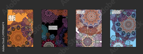 Ethnic banners template with floral Mandala ornament.