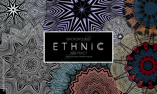 Ethnic banners template with floral Mandala ornament.