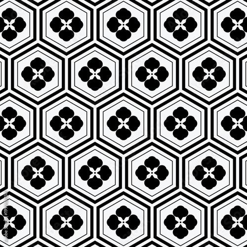 geometric pattern vector. pattern is a Japanese pattern repeating with abstract Sakura flower and linear hexagon shape. pattern is on swatches panel