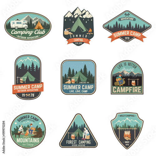 Summer camp. Vector illustration. Concept for shirt or logo, print, stamp or tee.