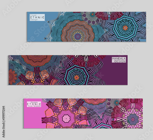 Ethnic banners template with floral Mandala ornament.