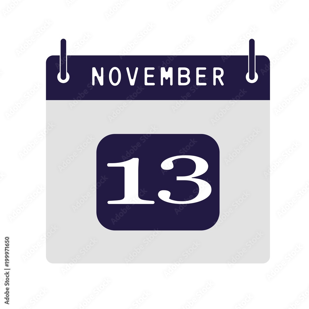 Calendar flat icon 13th of November. Vector illustration. Calendar flat icon 13th of November. Vector illustration.