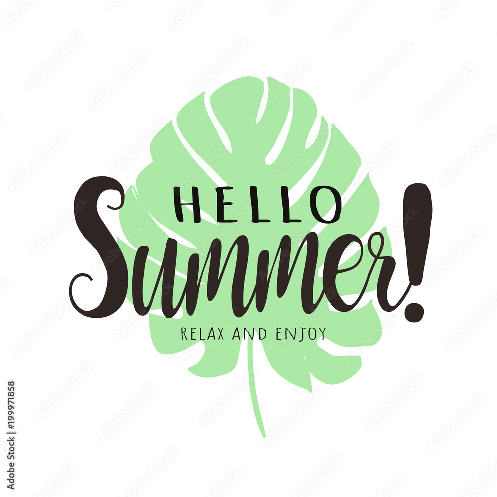 Hello Summer lettering typography tropical Hello Summer lettering typography tropical