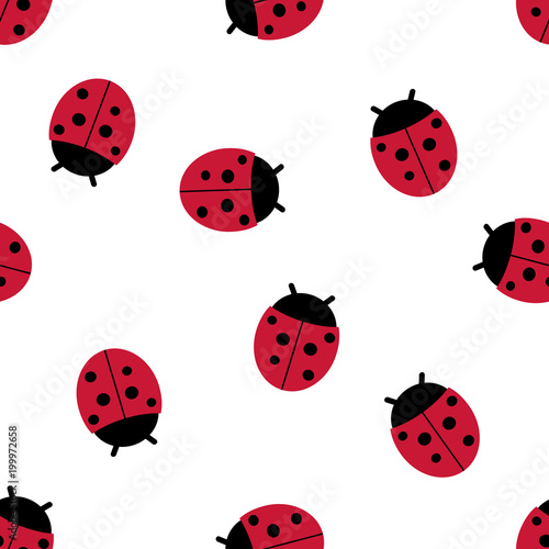 Seamless pattern of ladybugs.