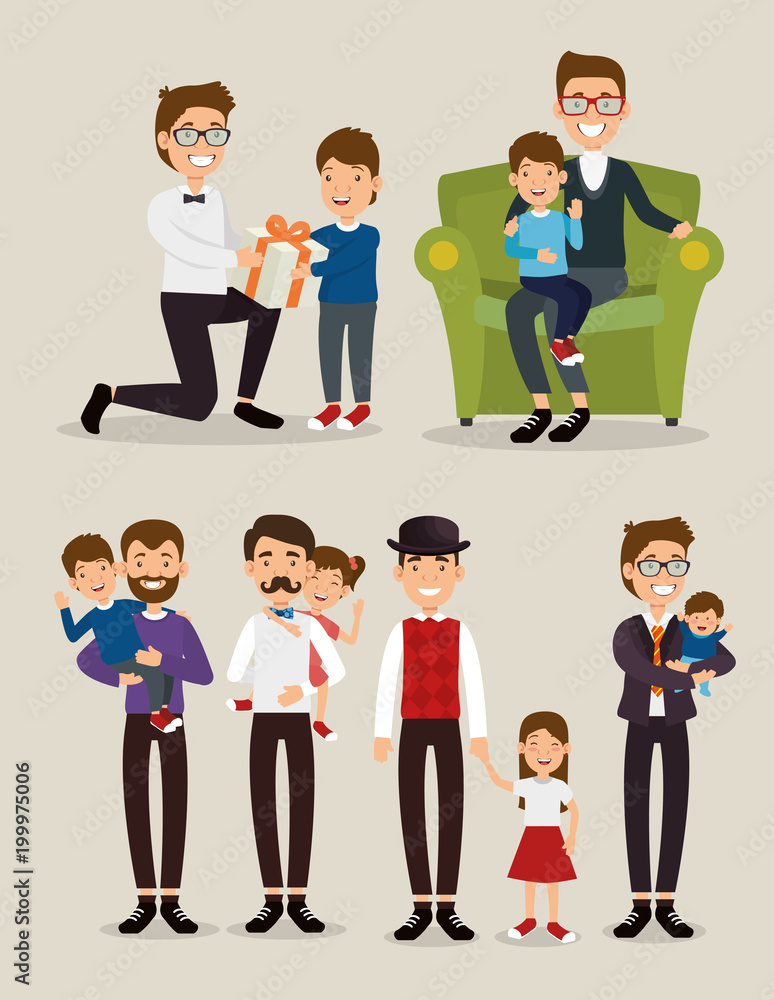 best father with daughter and son avatars vector illustration design best father with daughter and son avatars vector illustration design
