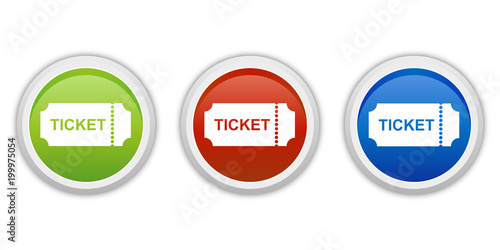 rundes Button Set grün rot blau - Ticket