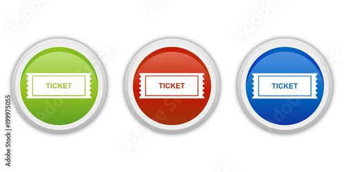 rundes Button Set grün rot blau - Kinoticket