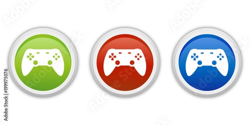 rundes Button Set grün rot blau - Controller
