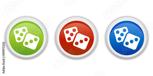 rundes Button Set grün rot blau - Glücksspiel