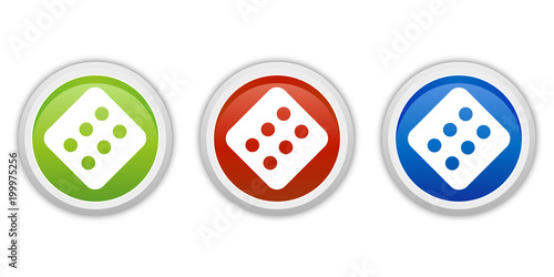 rundes Button Set grün rot blau - Würfel