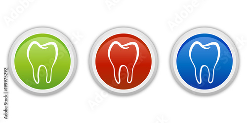 rundes Button Set grün rot blau - Zahnschmelz