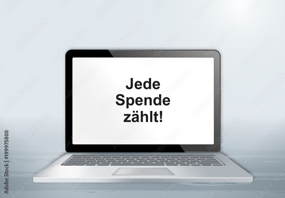 Laptop auf Holztisch - Jede Spende zählt Laptop auf Holztisch - Jede Spende zählt