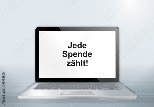 Laptop auf Holztisch - Jede Spende zählt