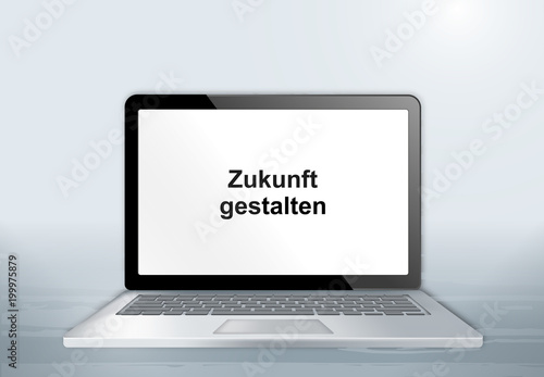 Laptop auf Holztisch - Zukunft gestalten