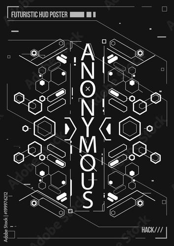 Cyberpunk futuristic poster. Retro futuristic poster template. Electronic music layout. Modern club party flyer.