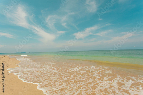 Beautiful beach with blue sky on sunny day 