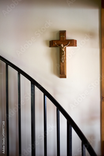 Wood crucifix with figure of the crucified Christ