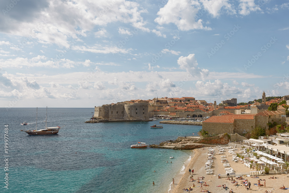 Panoramic view of the bay and Old Town of Dubrovnik, Croatia