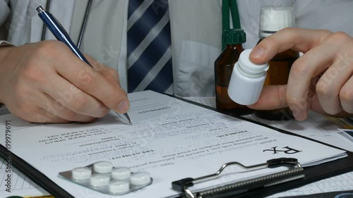 male doctor writing prescription