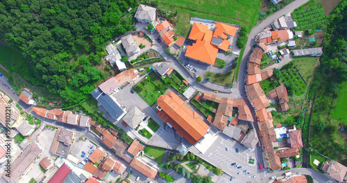 Aerial view of the center of San Giovanni Ilarione and St. Catherine's Church in Villa, Verona, Italy. photo