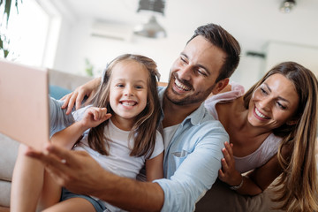 Happy family having fun time at home