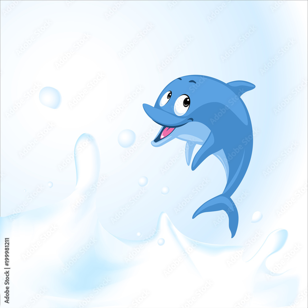 Obraz premium Dolphin jump in milk sea - vector illustration
