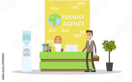 Travel agency room.