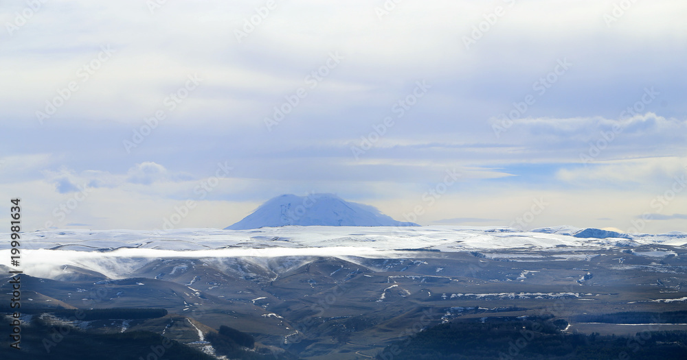 Photo landscape with the mountain Elbrus