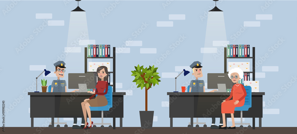 Police station interior. Police station interior.