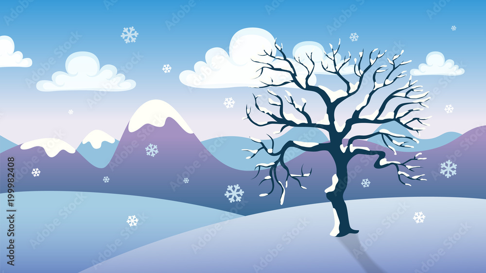 Isolated winter tree.