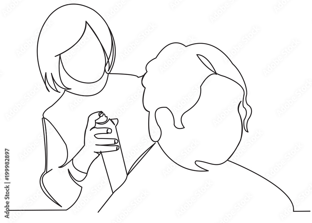 hairdresser combing girl hairdresser combing girl