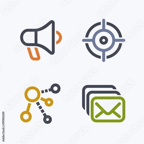 Marketing Techniques - Outline Duo Icons. A set of professional, pixel-perfect icons.