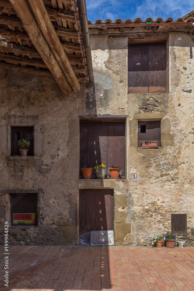 Beautiful old stone houses in Spanish ancient village