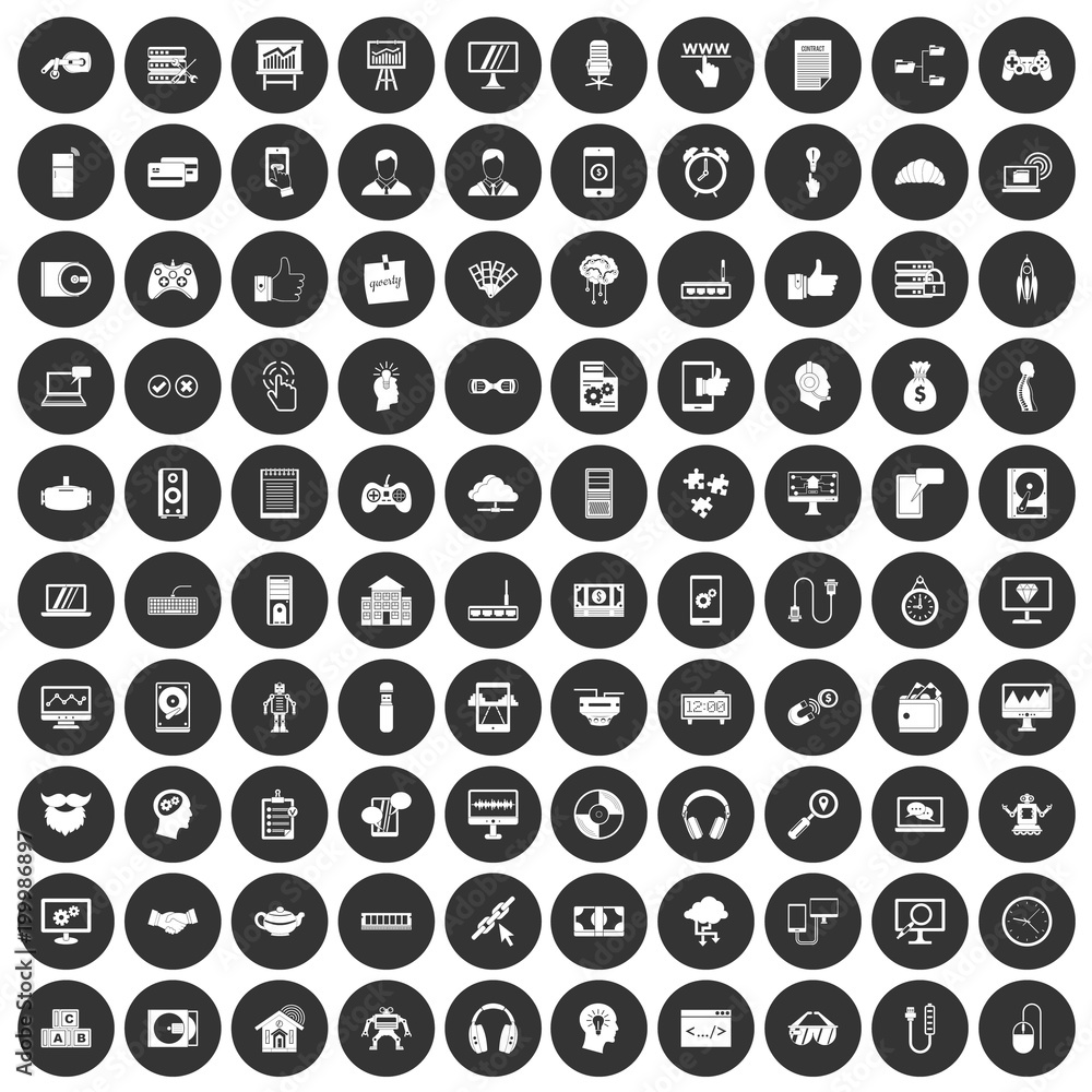 100 programmer icons set black circle 100 programmer icons set black circle