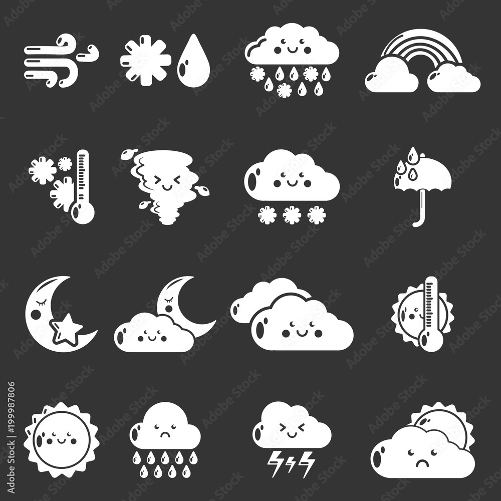 Weater icons set grey vector