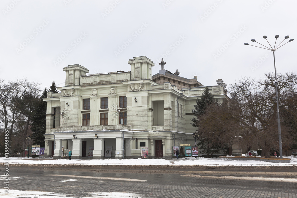 Theater Square and the Pushkin Theater in the city of Evpatoria, Crimea