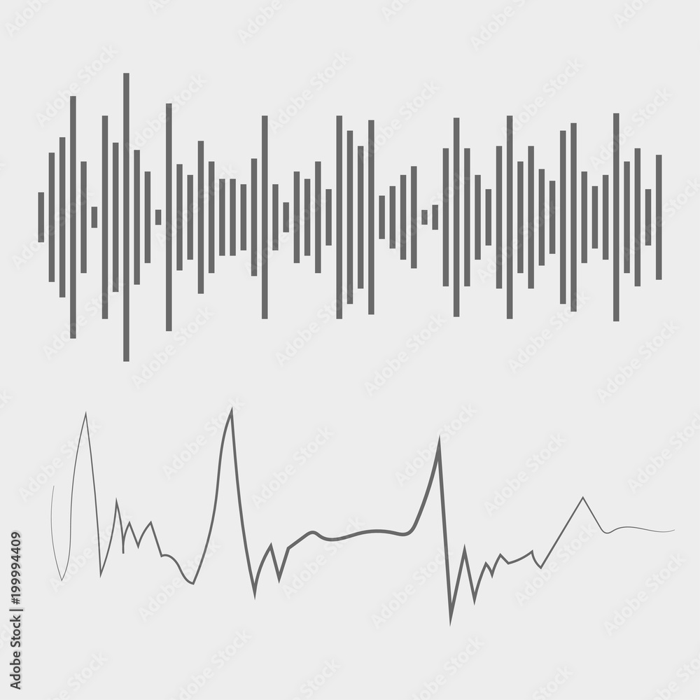 Sound waves. Audio waves. Display. Monochrome