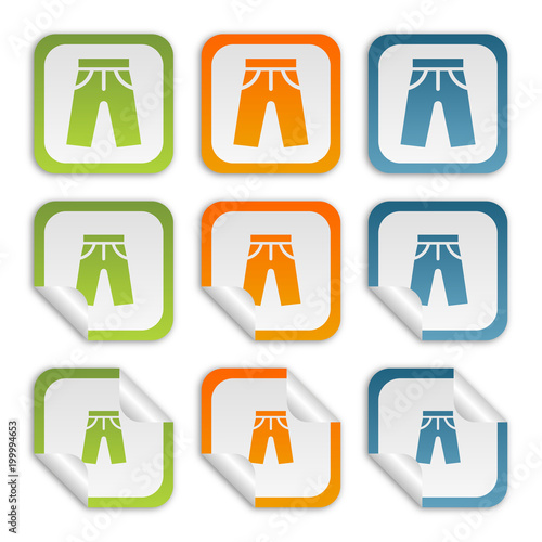 Aufkleber Set - grün orange blau - kurze Hose