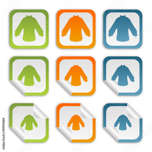 Aufkleber Set - grün orange blau - Pullover