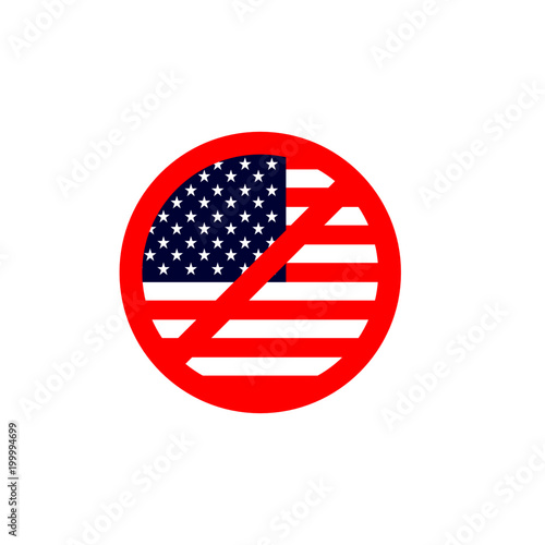 Prohibited or no symbol with United States flag