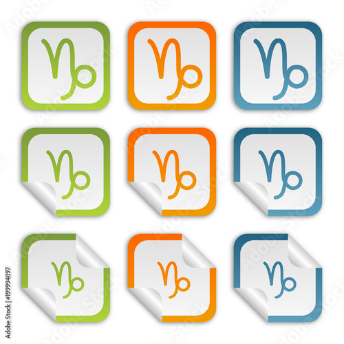 Aufkleber Set - grün orange blau - Sternzeichen Steinbock