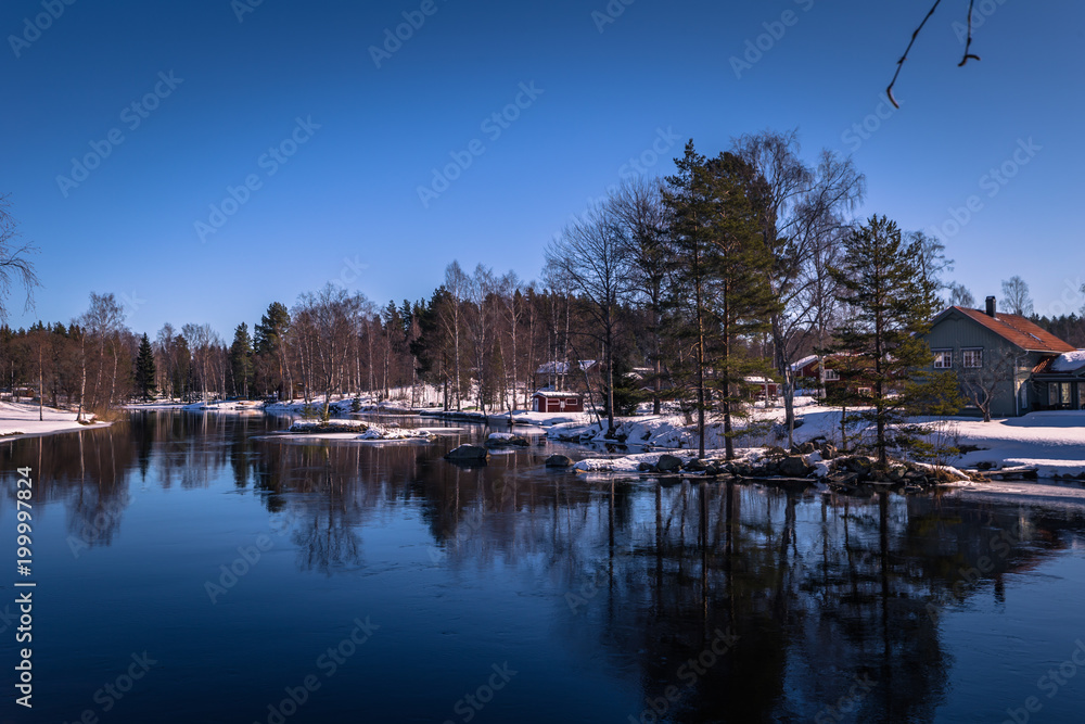 Φωτογραφία Sundborn - March 30, 2018: Panorama of the picturesque town of Sundborn in Dalar