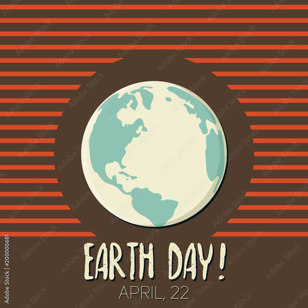 World Earth day concept. Vector illustration. Earth map shapes with shadow in flat style.
