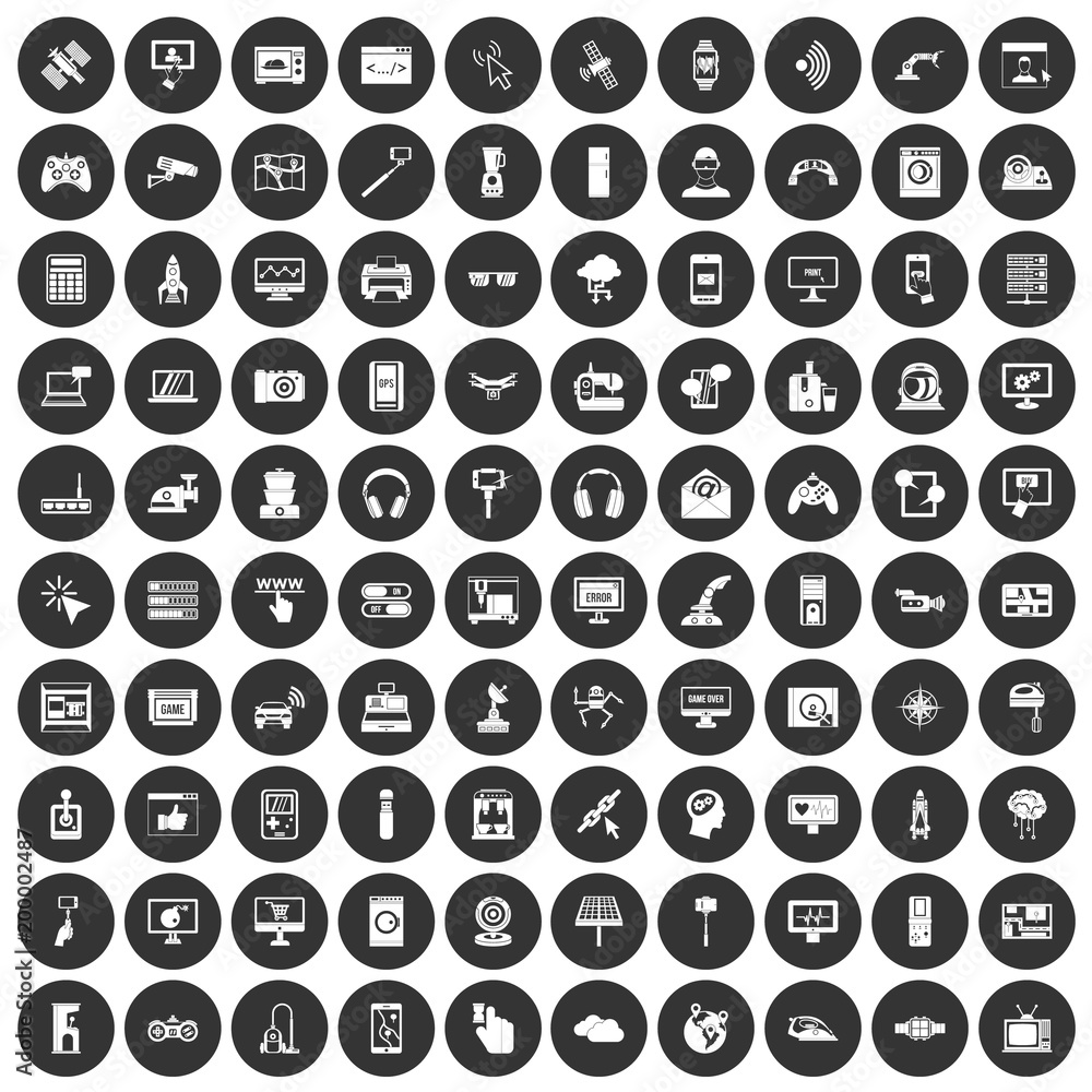 100 software icons set black circle 100 software icons set black circle