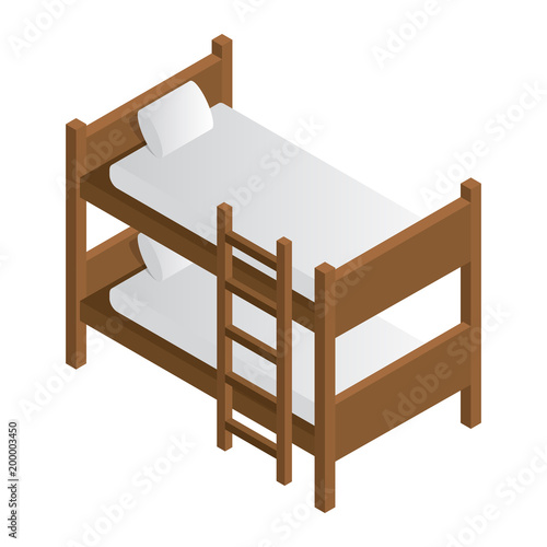 Bunk bed isometric icon. Vector.